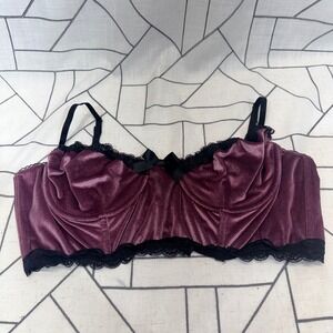 Widow Dolls Kill Plum Velvet Lace Longline Bra Underwire Goth WID213607P 3X